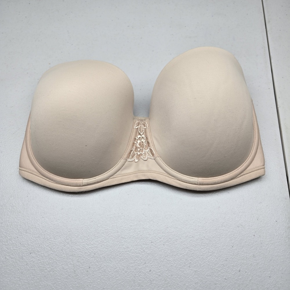 Vanity Fair Women Bra‎ 34DD Beige 74380 Strapless Underwired Lace